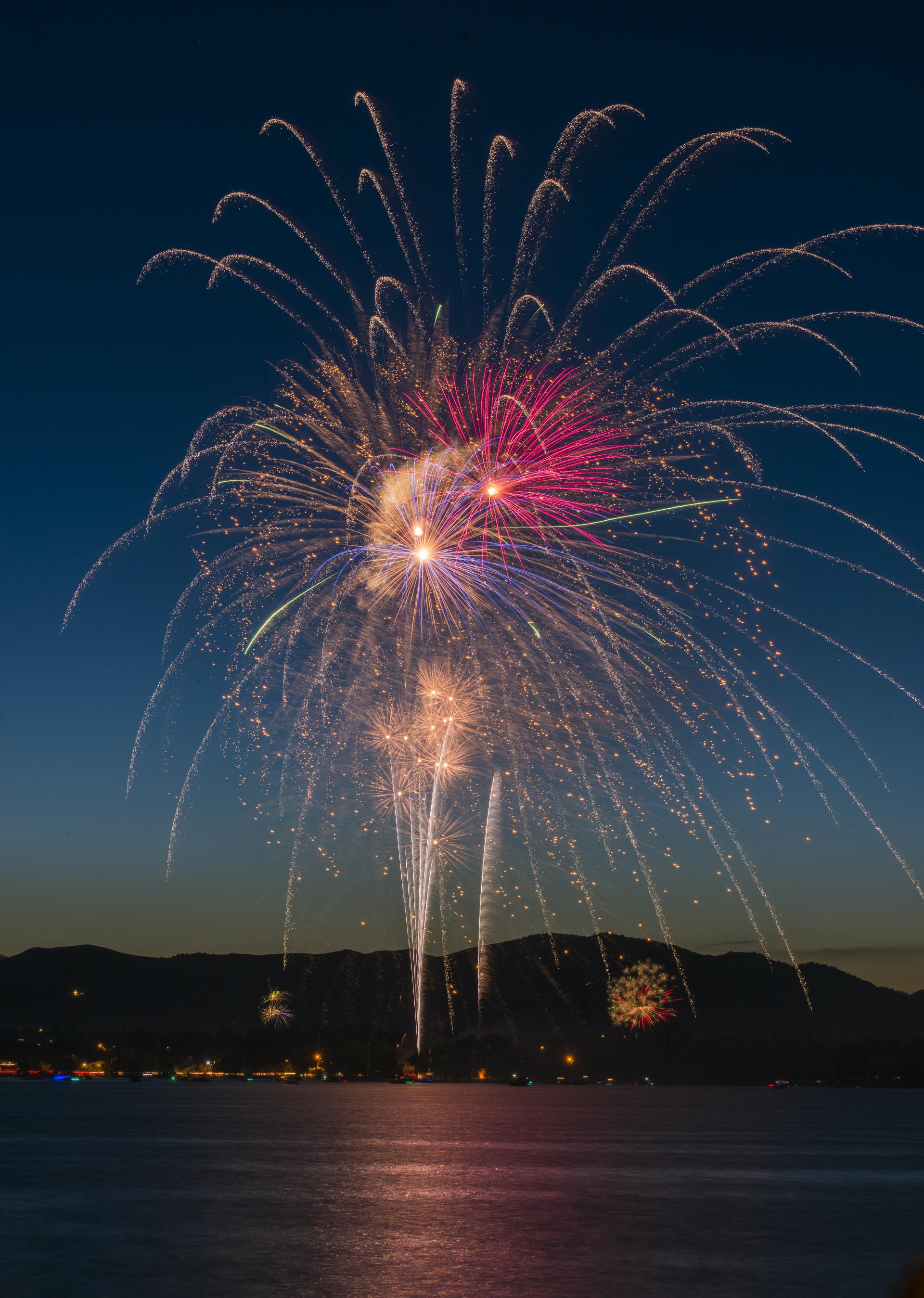 fireworks over lake